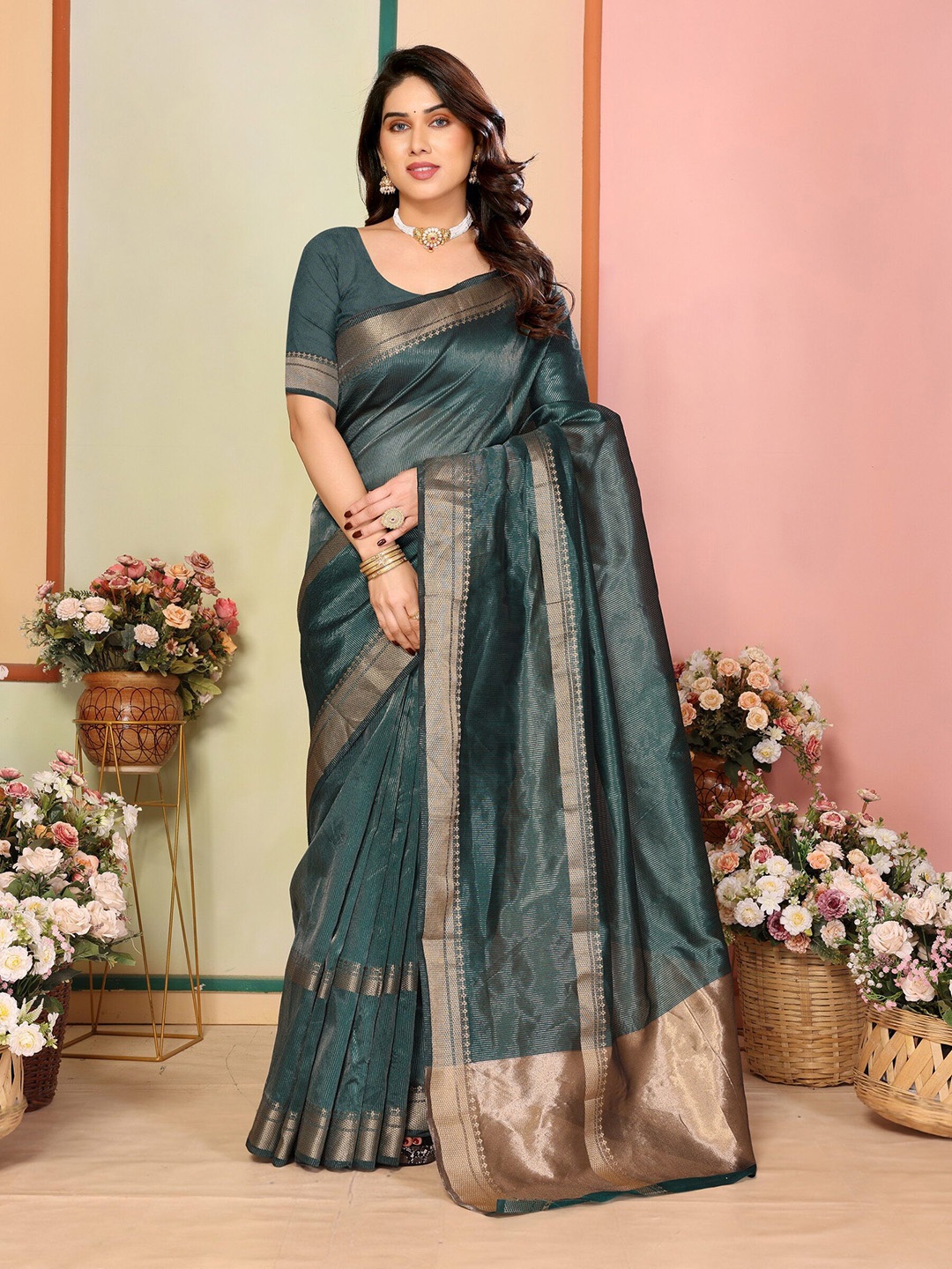 

Sidhidata Woven Design Zari Kanjeevaram Saree, Blue