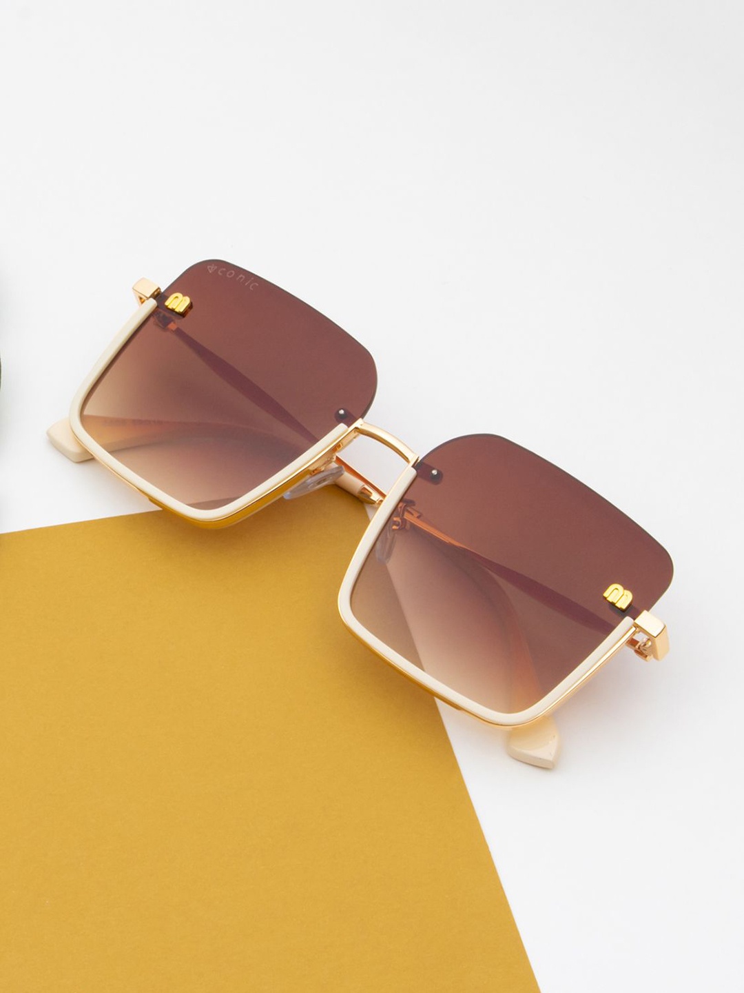 

Ted Smith Unisex Square Sunglasses with UV Protected Lens MYKIE_C1, Brown