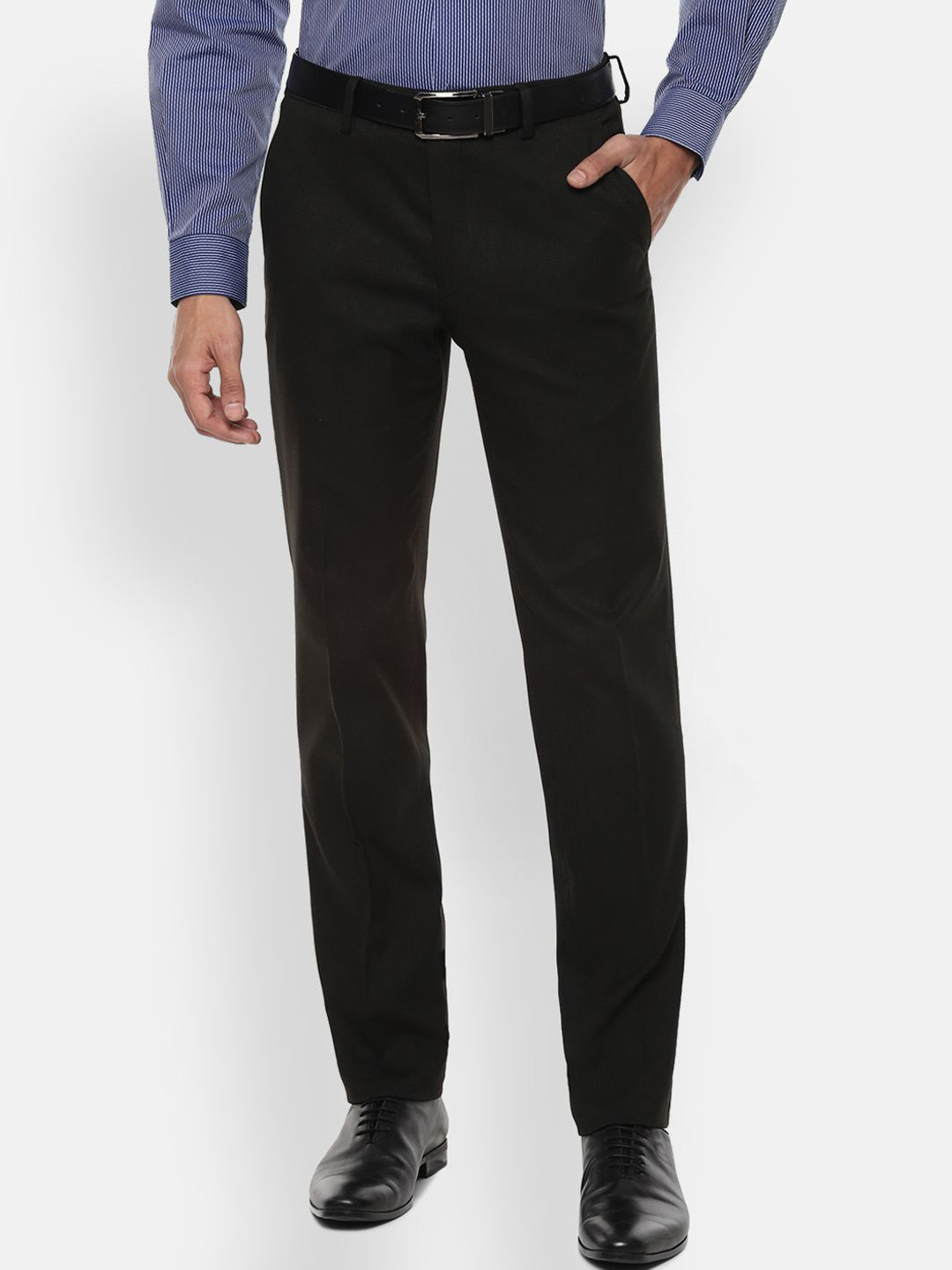 

Van Heusen Men Slim Fit Formal Trousers, Black