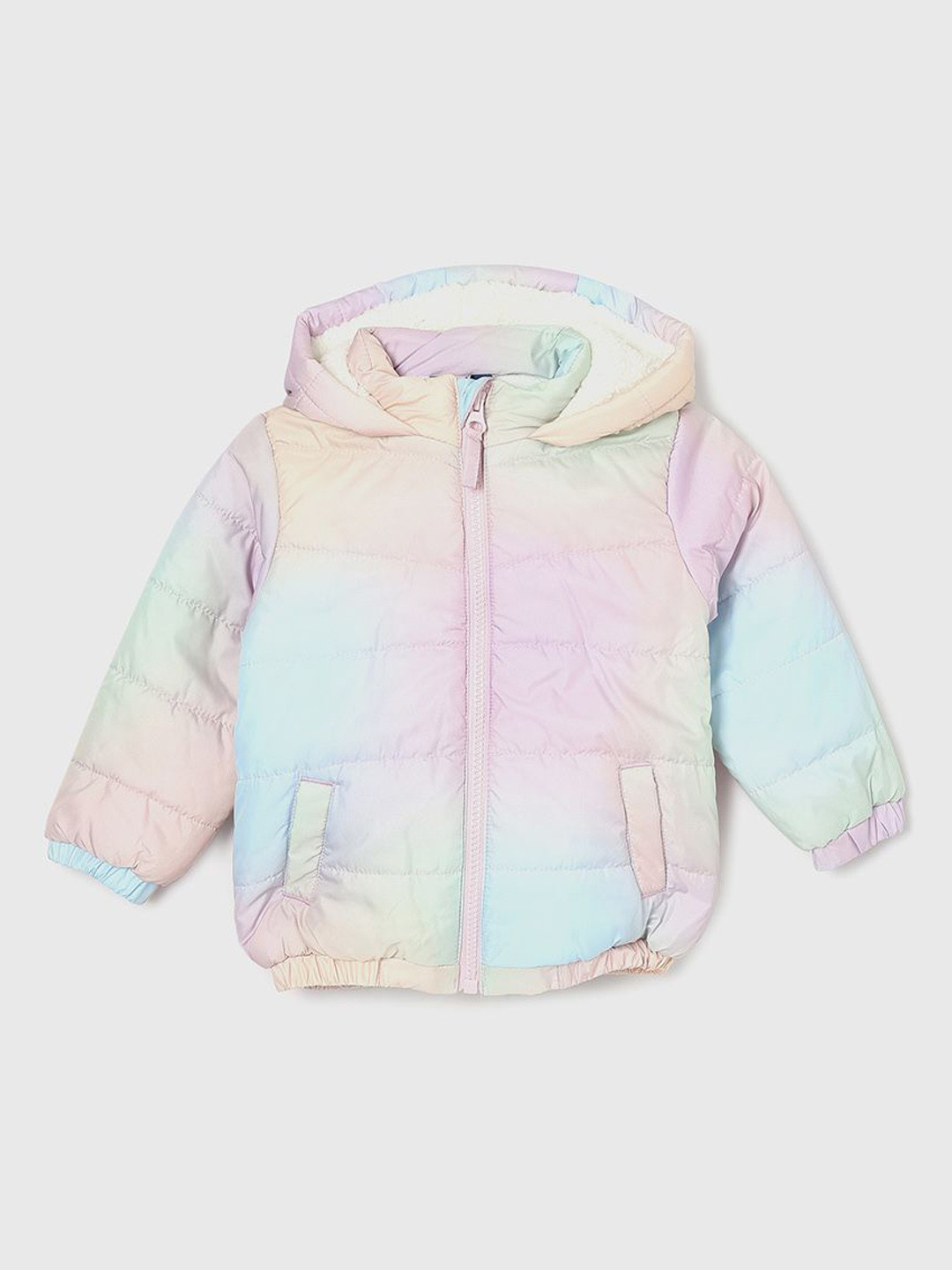 

Juniors by Lifestyle Girls Hooded Abstract Printed Casual Padded Jacket, Beige
