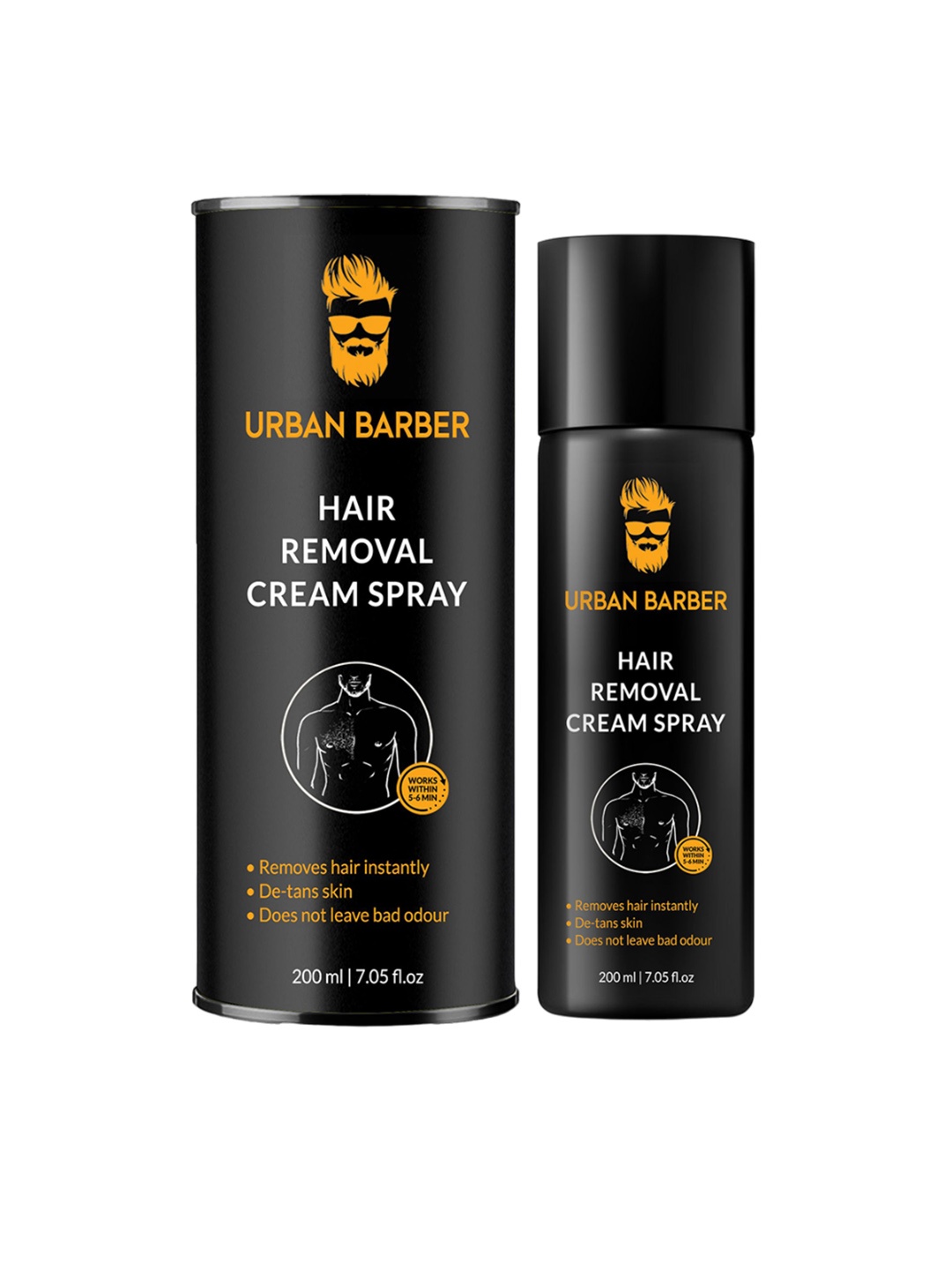 

Urban Barber Men Painless Hair Removal Cream Spray - 200 ml, Black