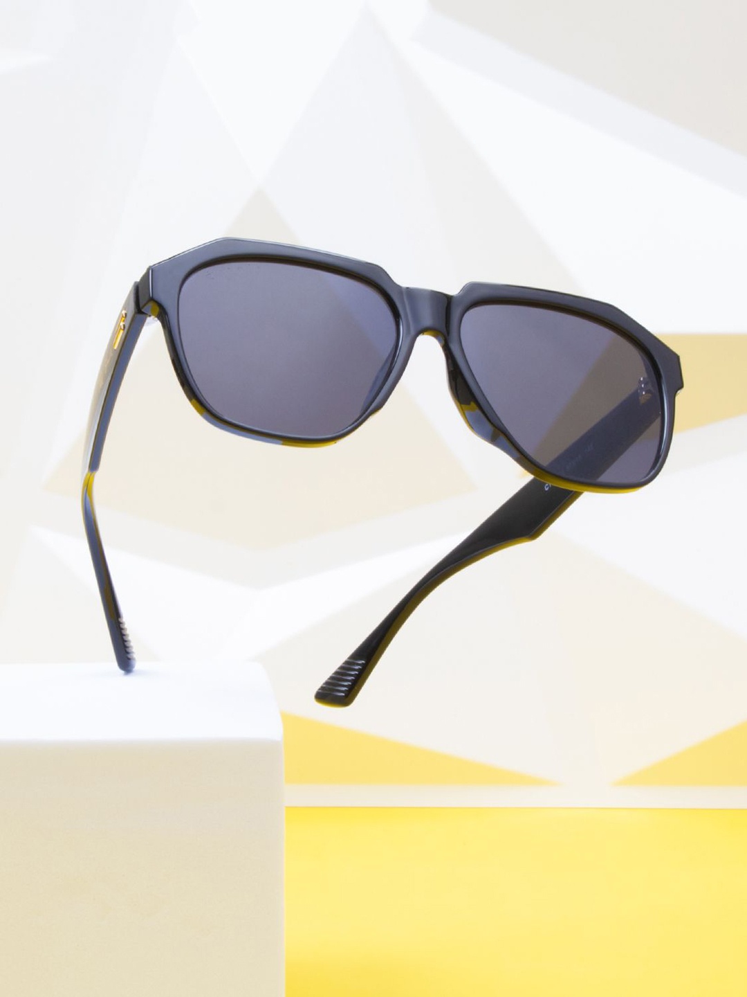 

Ted Smith Unisex Aviator Sunglasses with UV Protected Lens SHOWOFF_C1, Black