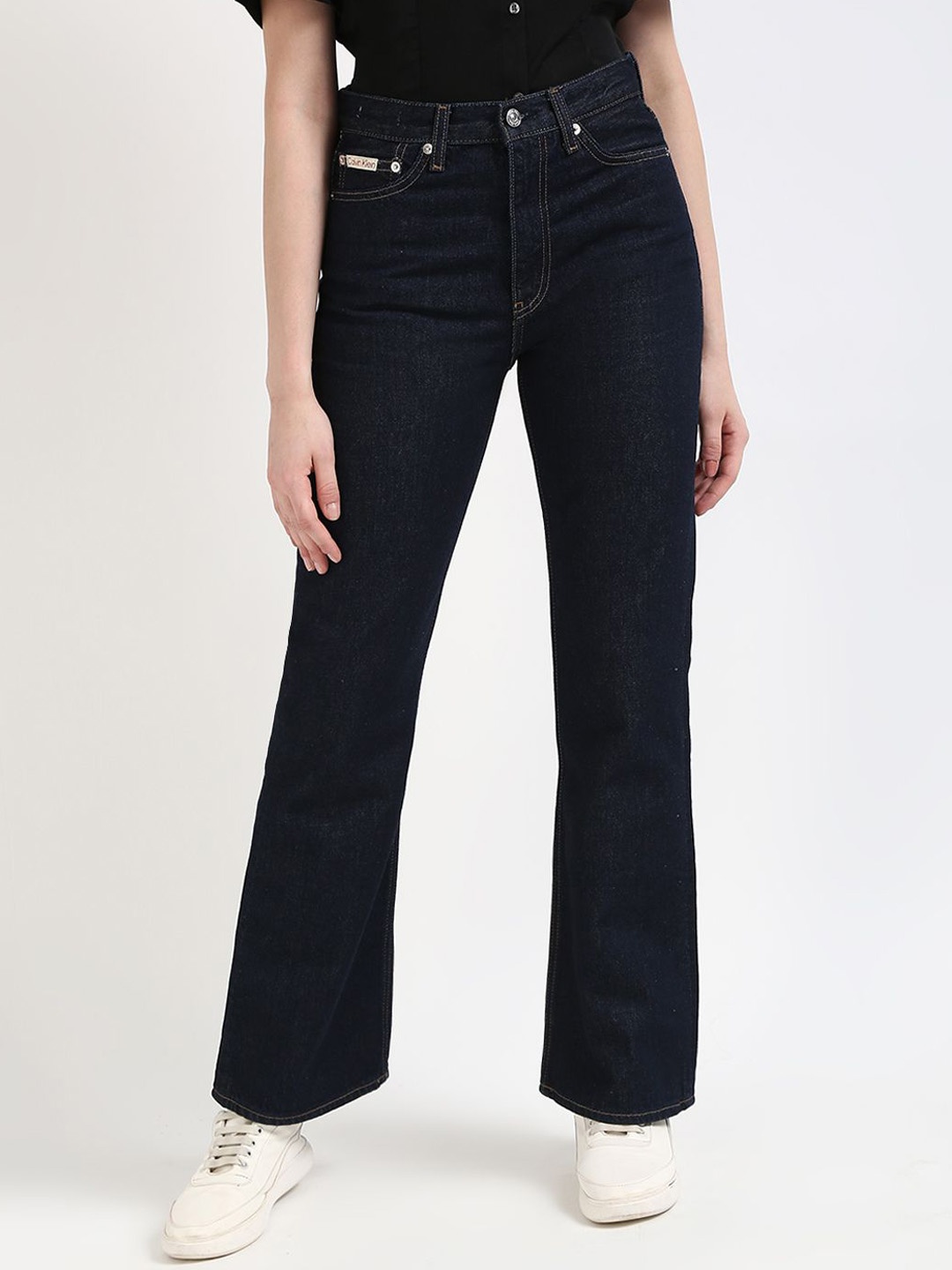 

Calvin Klein Jeans Women Mid-Rise Regular Fit Bootcut Jeans, Blue