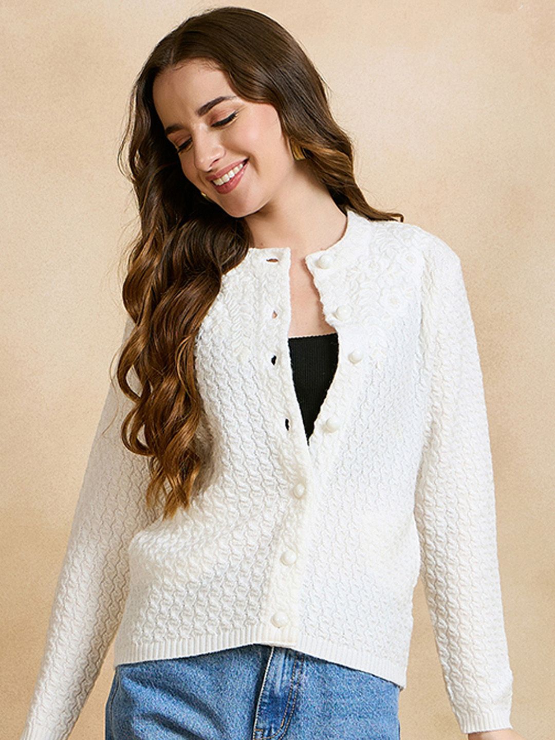 

CLAPTON Women Woollen Cardigan, White