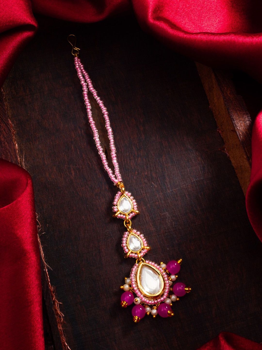 

aadita Gold-Plated Kundan Studded Maang Tikka