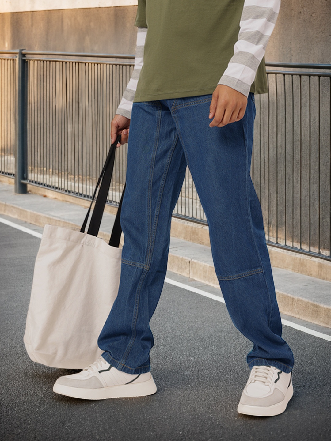 

Kook N Keech Men Street Utility Paneled Jeans, Blue