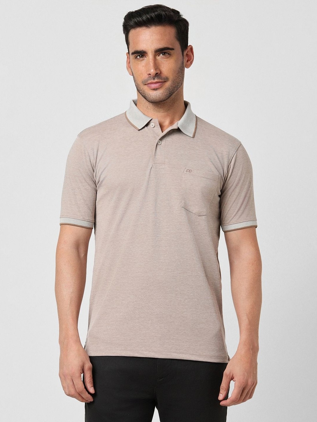 

Peter England Men Polo Collar Pockets T-shirt, Beige