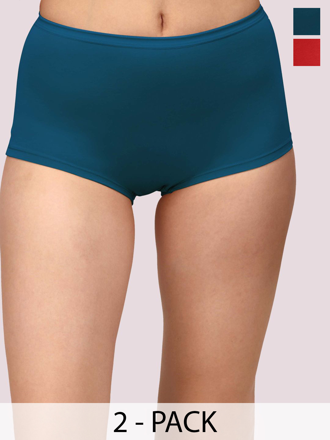 

Soie Women Pack Of 2 High-Rise Shorts 2BS-25PACK 6, Red