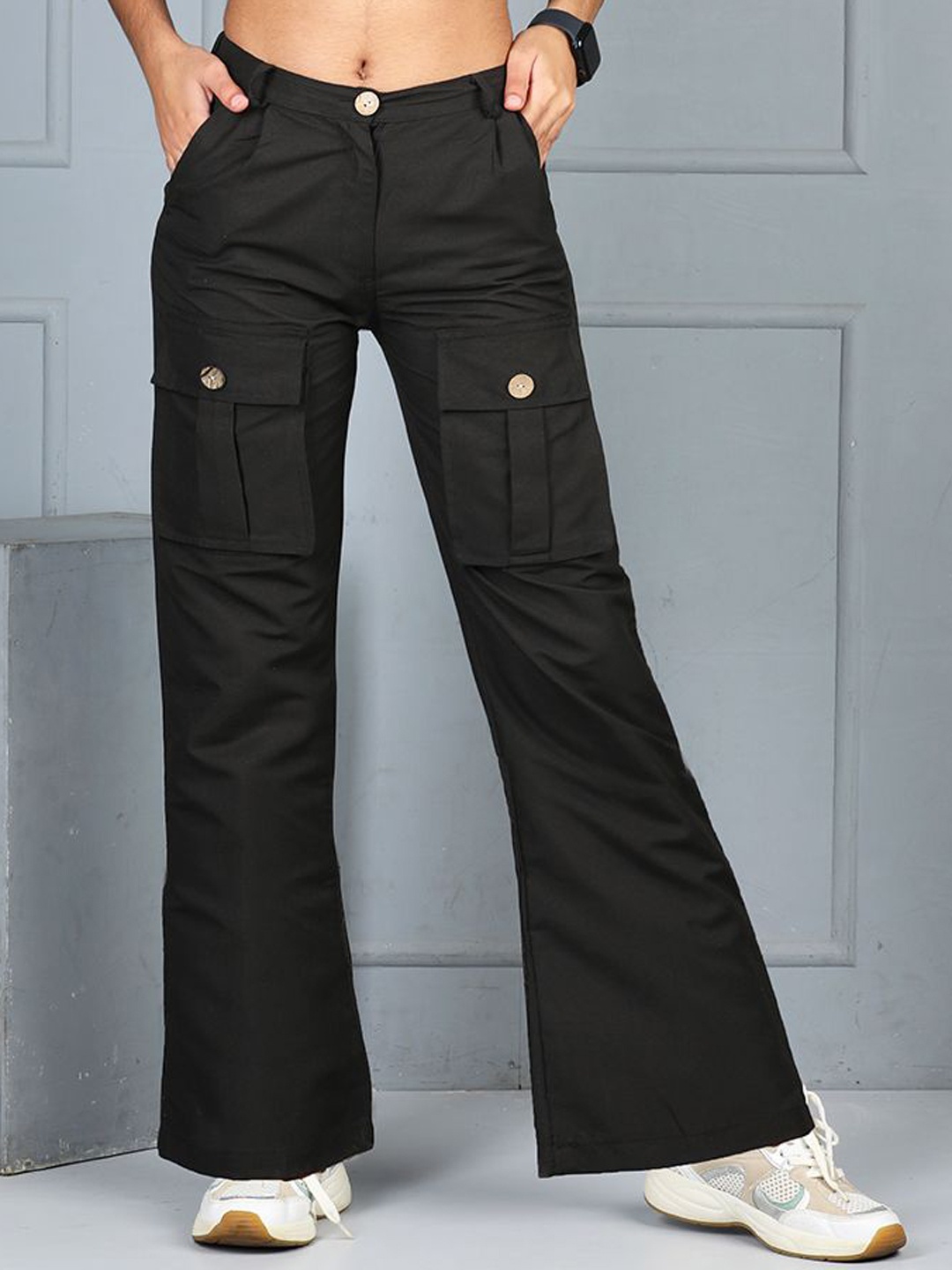 

Cutiekins Girls Mid-Rise Easy Wash Cargos Trousers, Black