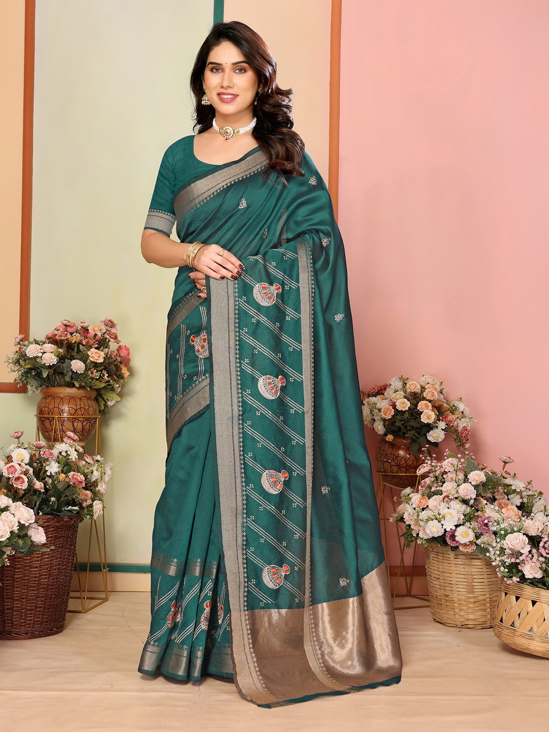 

Sidhidata Woven Design Zari Kanjeevaram Saree, Blue