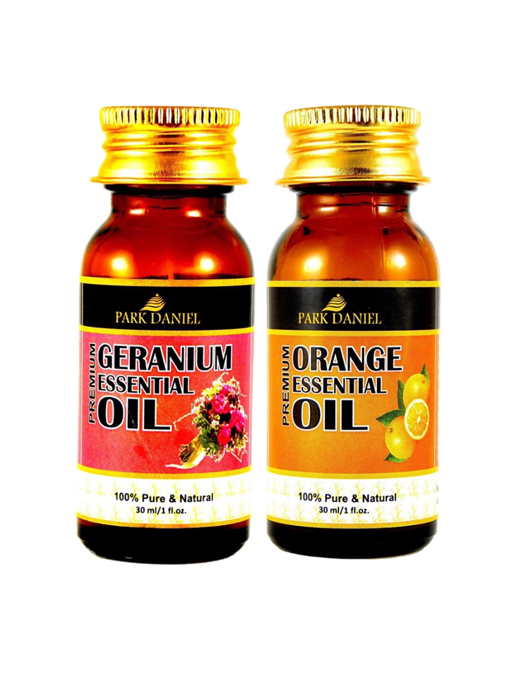 

Park Daniel Set Of 2 100% Pure & Natural Geranium & Orange Oil - 30 ml Each, Transparent