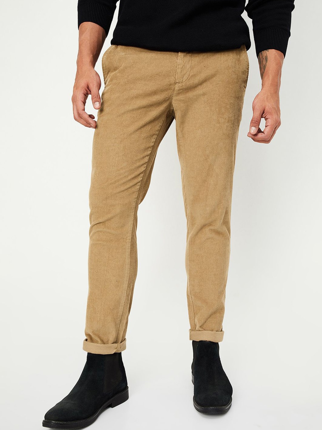 

max Men Mid-Rise Regular Trousers, Brown