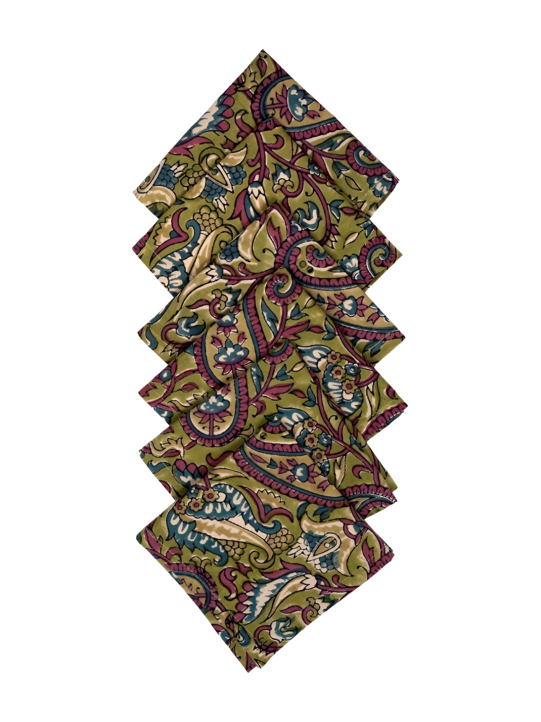 

Ratan Cart Green & Maroon 6 Pieces Floral Printed Table Napkins