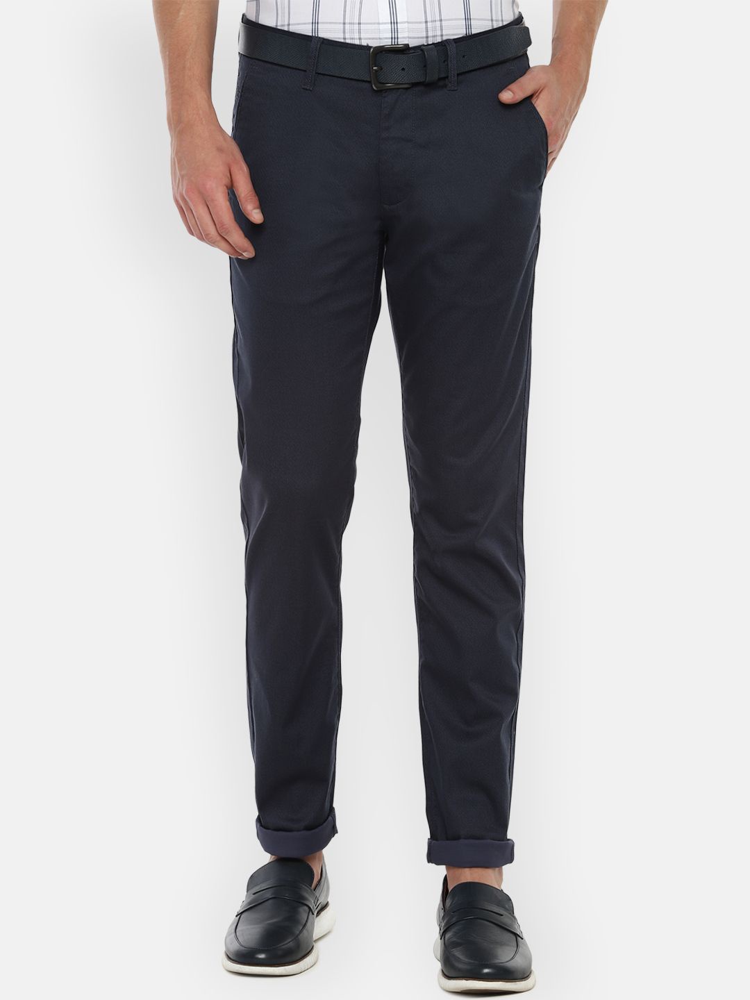 

Van Heusen Sport Men Mid-Rise Slim Fit Trousers, Navy blue