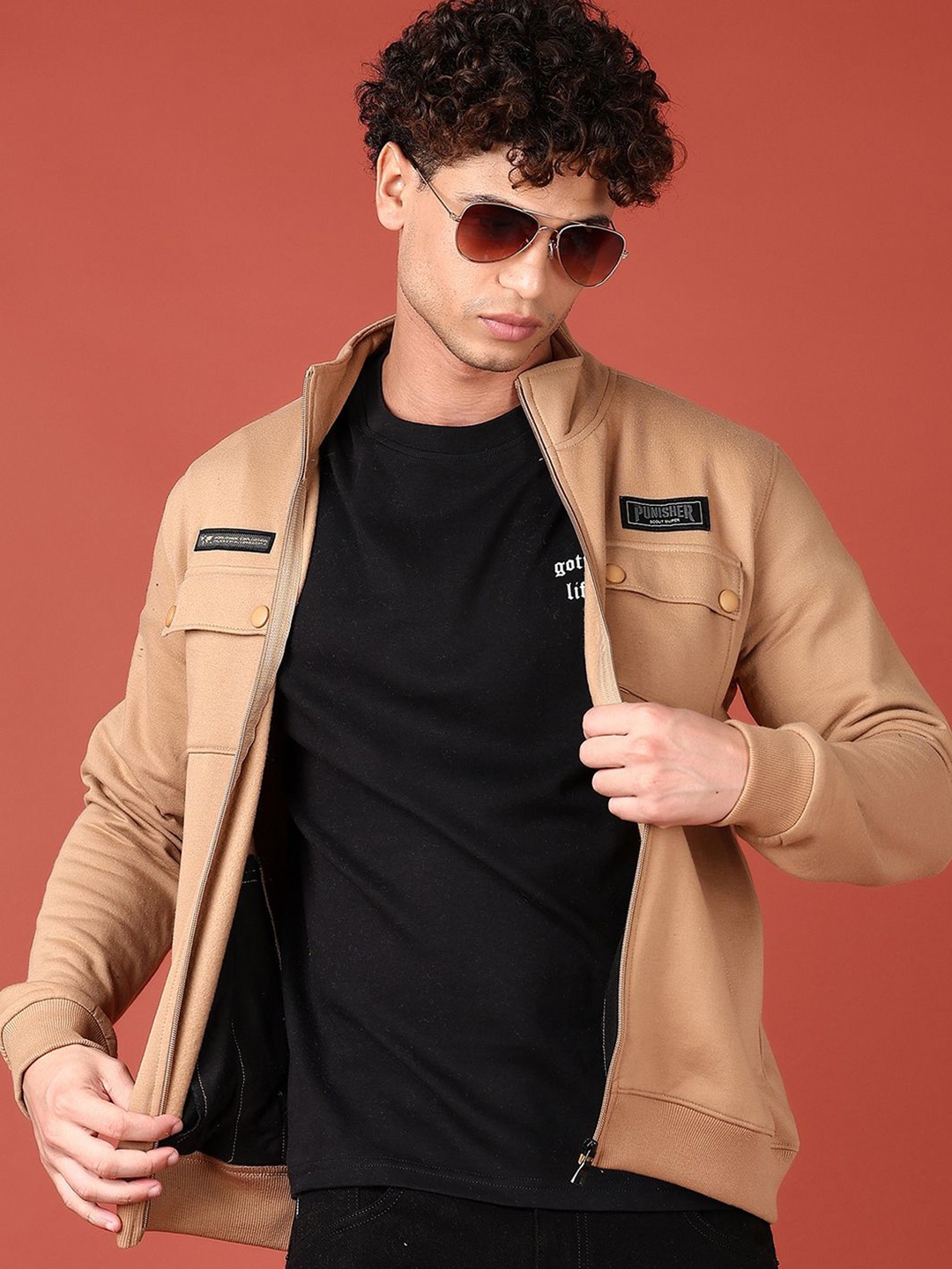 

V-Mart Men Casual Cotton Henley Neck Sweatshirt, Beige