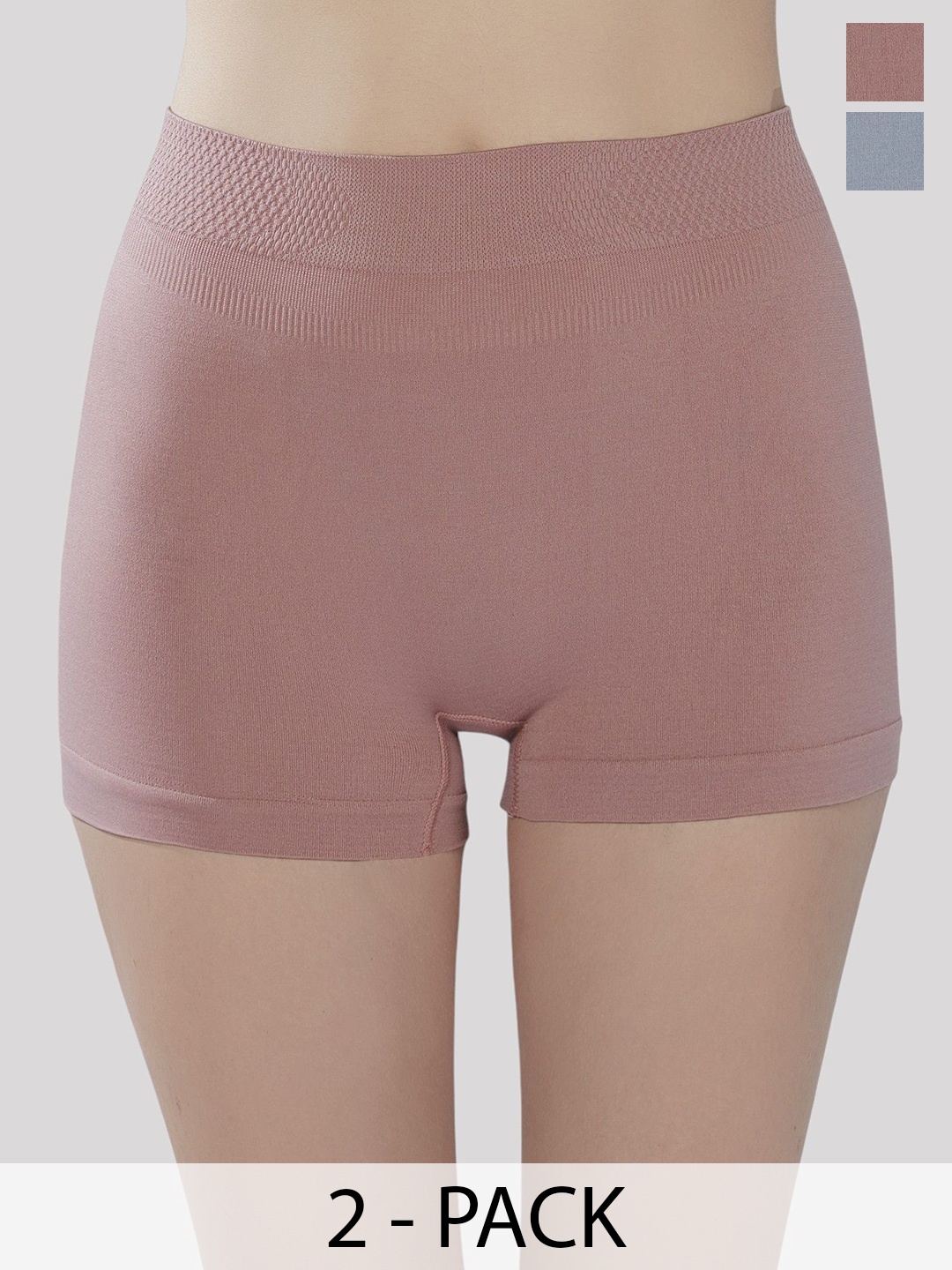 

PLUMBURY Pack Of 2 Seamless Boy Shorts Briefs, Peach
