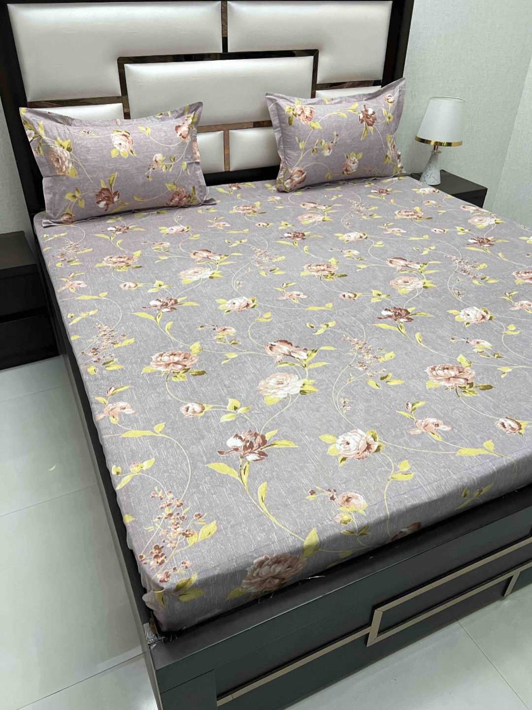 

Pure Decor Velar Purple Floral Printed Pure Cotton 260 TC King Bedsheet Set 3.03 x 2.76 m
