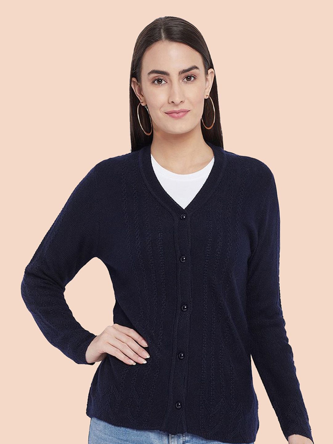 

CLAPTON Women Woollen Cardigan, Navy blue