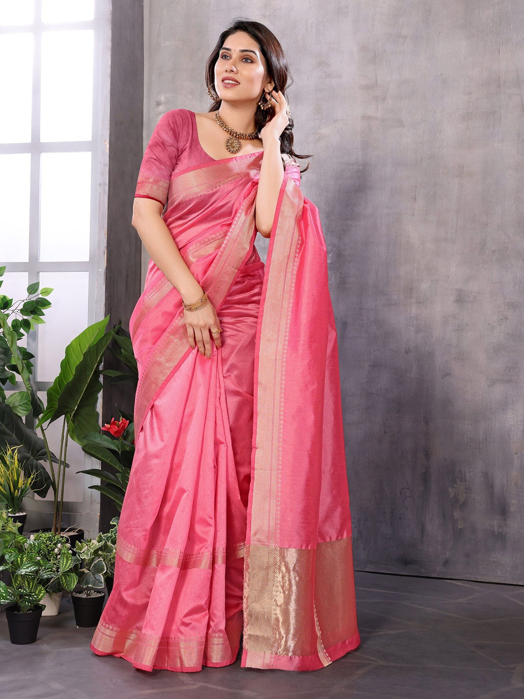 

Sidhidata Zari Kanjeevaram Saree, Peach