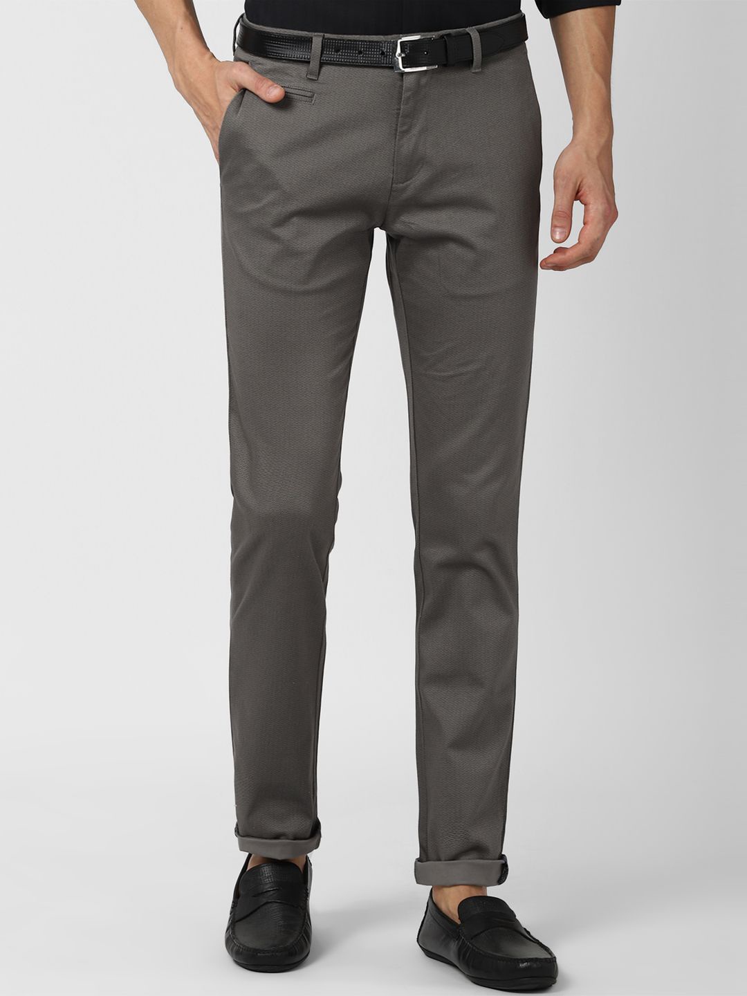 

V Dot Men Mid-Rise Slim Fit Regular Trousers, Grey