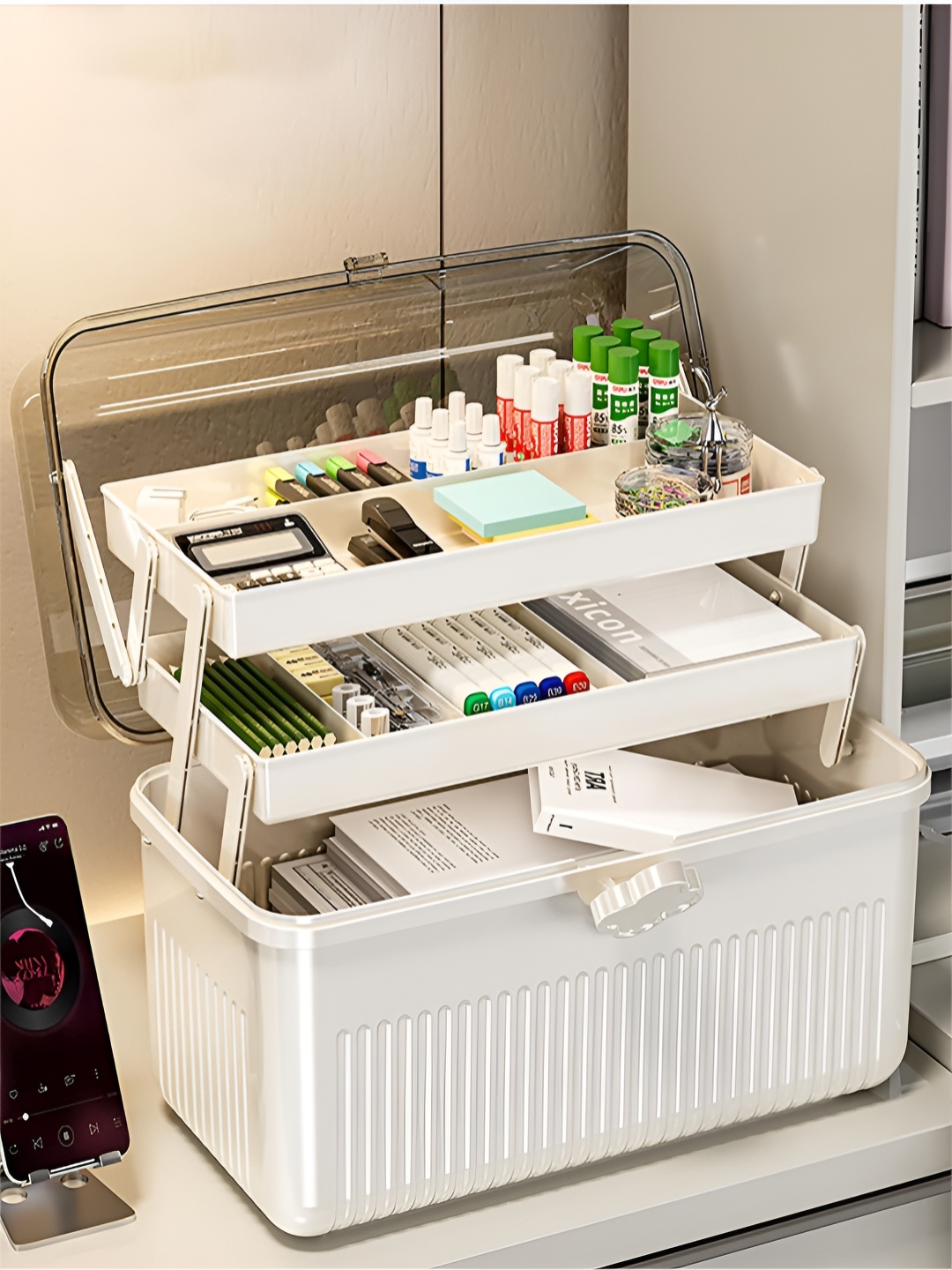 

HOUSE OF QUIRK White Set of 1 Regular Desk Organiser Organisers