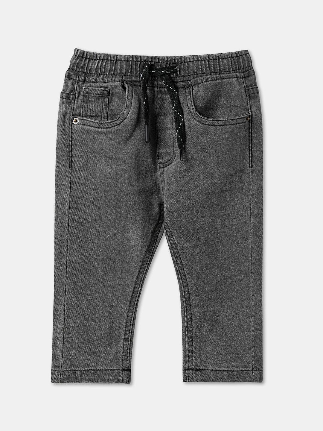 

R&B Boys Heavy Fade Mid-Rise Cotton Jeans, Grey