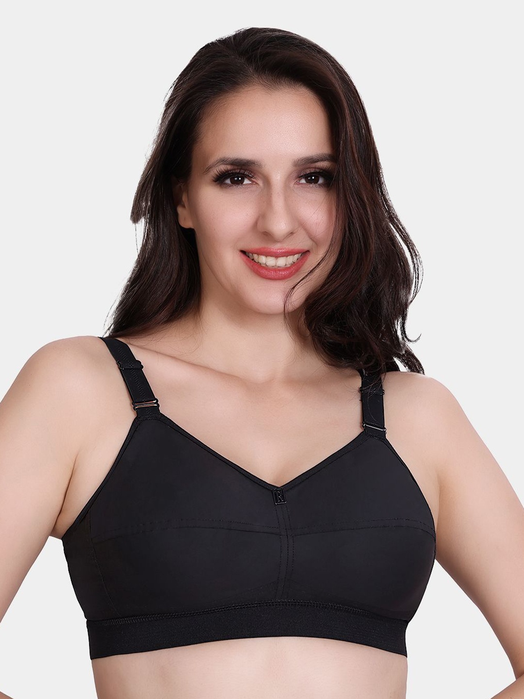 

Trylo CottonFit Women Pure Cotton Non-Padded Non-Wired Full Coverage Bra, Black