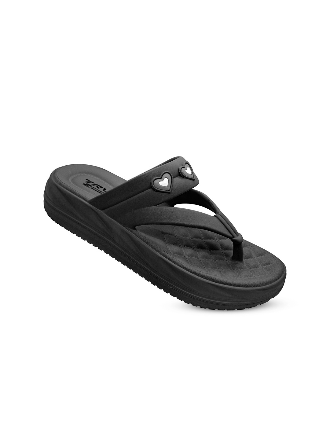 

TRV Women Solid Rubber Flip Flops, Black