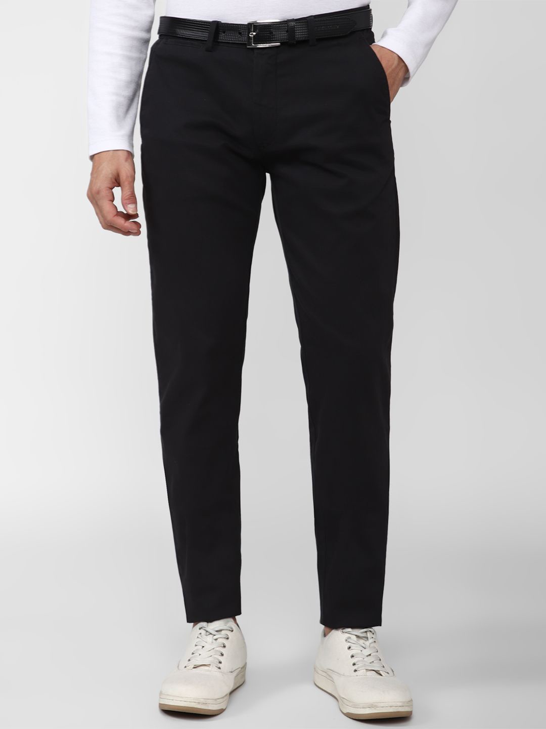 

Peter England Casuals Men Cotton Slim Fit Chinos Trousers, Black