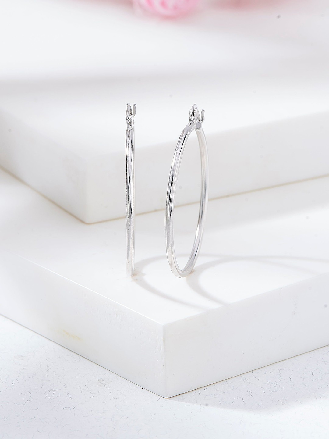 

Nipura 925 Sterling Silver Rhodium-Plated Contemporary Luminous Hoop Earrings