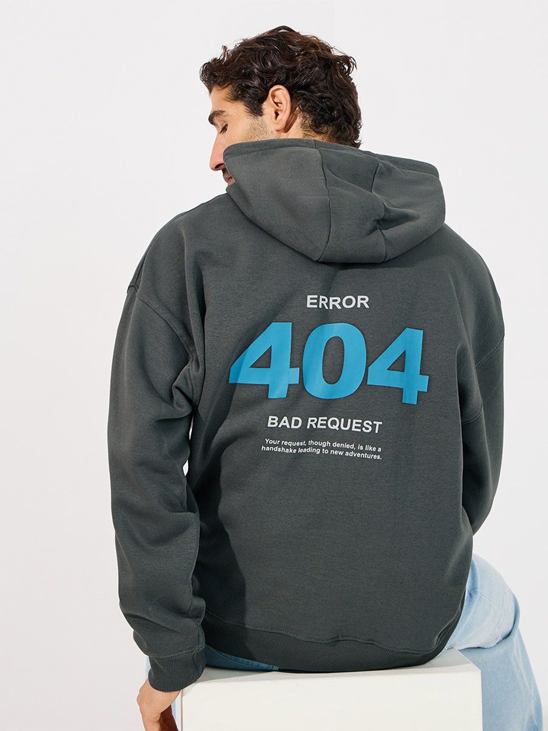 

Styli Typography Printed Hooded Pullover Sweatshirt, Grey