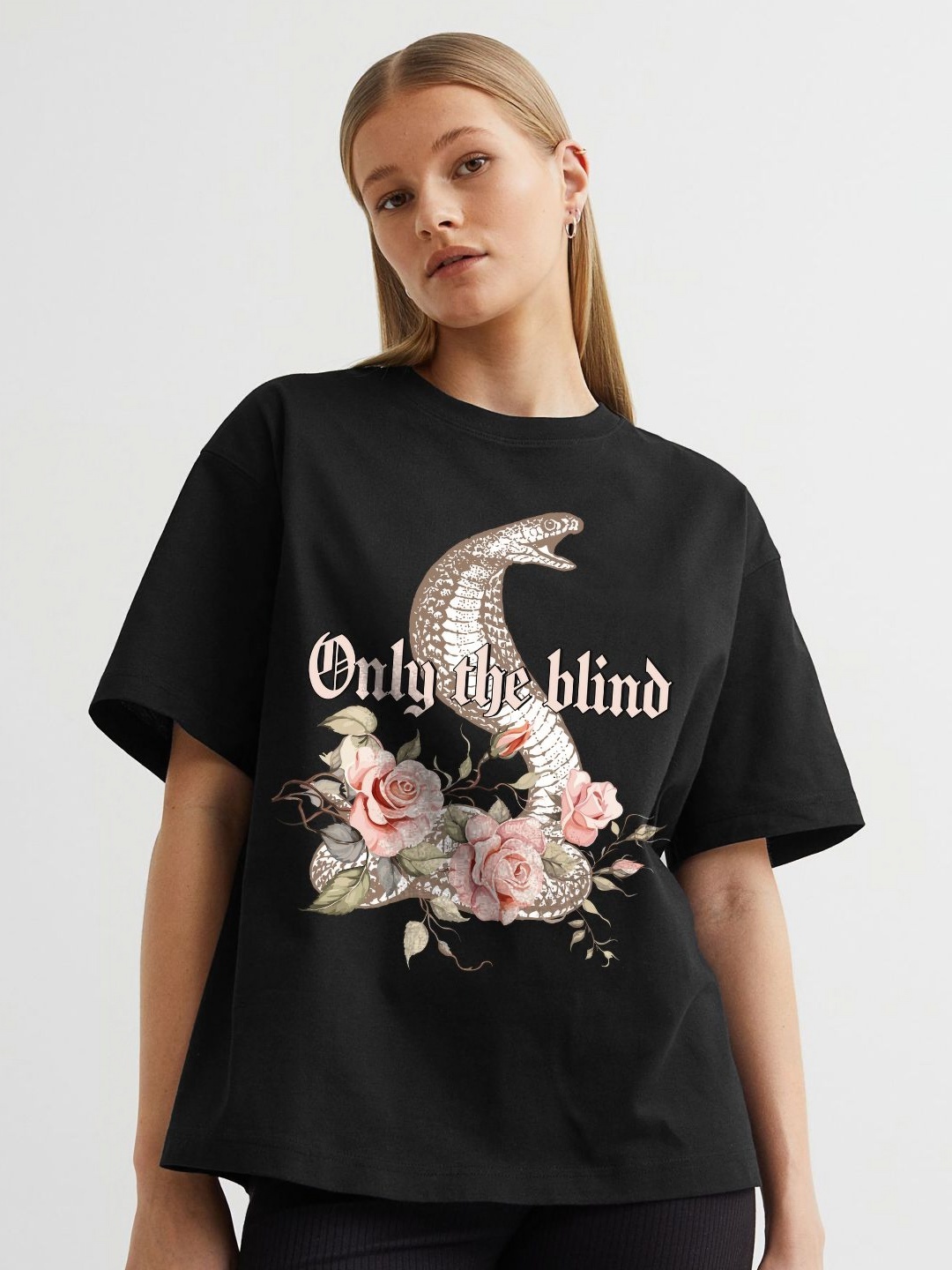 

PRONK Women Printed Extended Sleeves T-shirt with Mask, Black