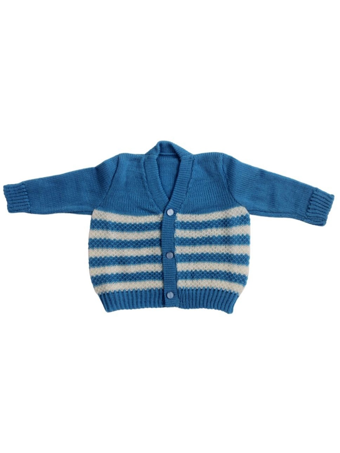 

CUBS & HUGS Unisex Kids Striped Woollen Cardigan, Blue