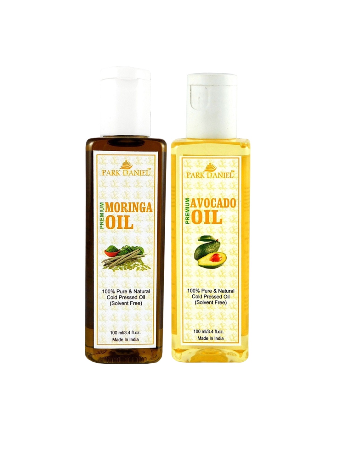 

Park Daniel Set Of 2 100% Pure & Natural Moringa & Avocado Oil - 100 ml Each, Transparent