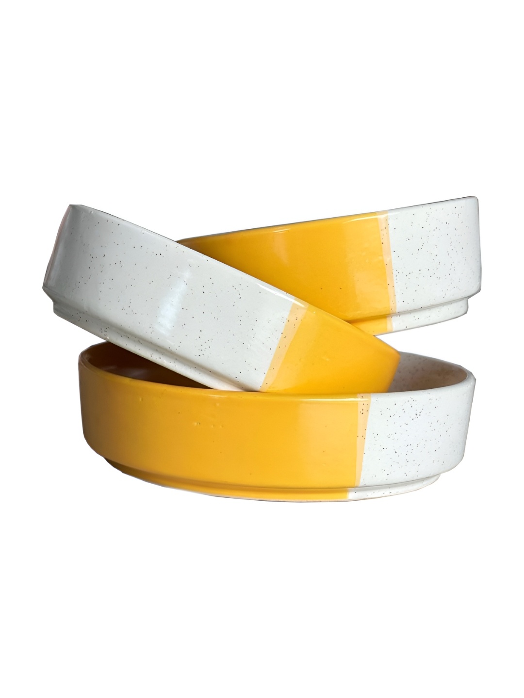 

Lupaava Yellow & White 3 Pieces Ceramic Microwave Safe Plates