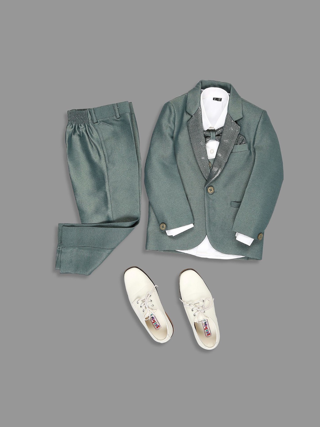 

YK Infant Boys 5-Pcs Cotton Satin Suits, Sea green