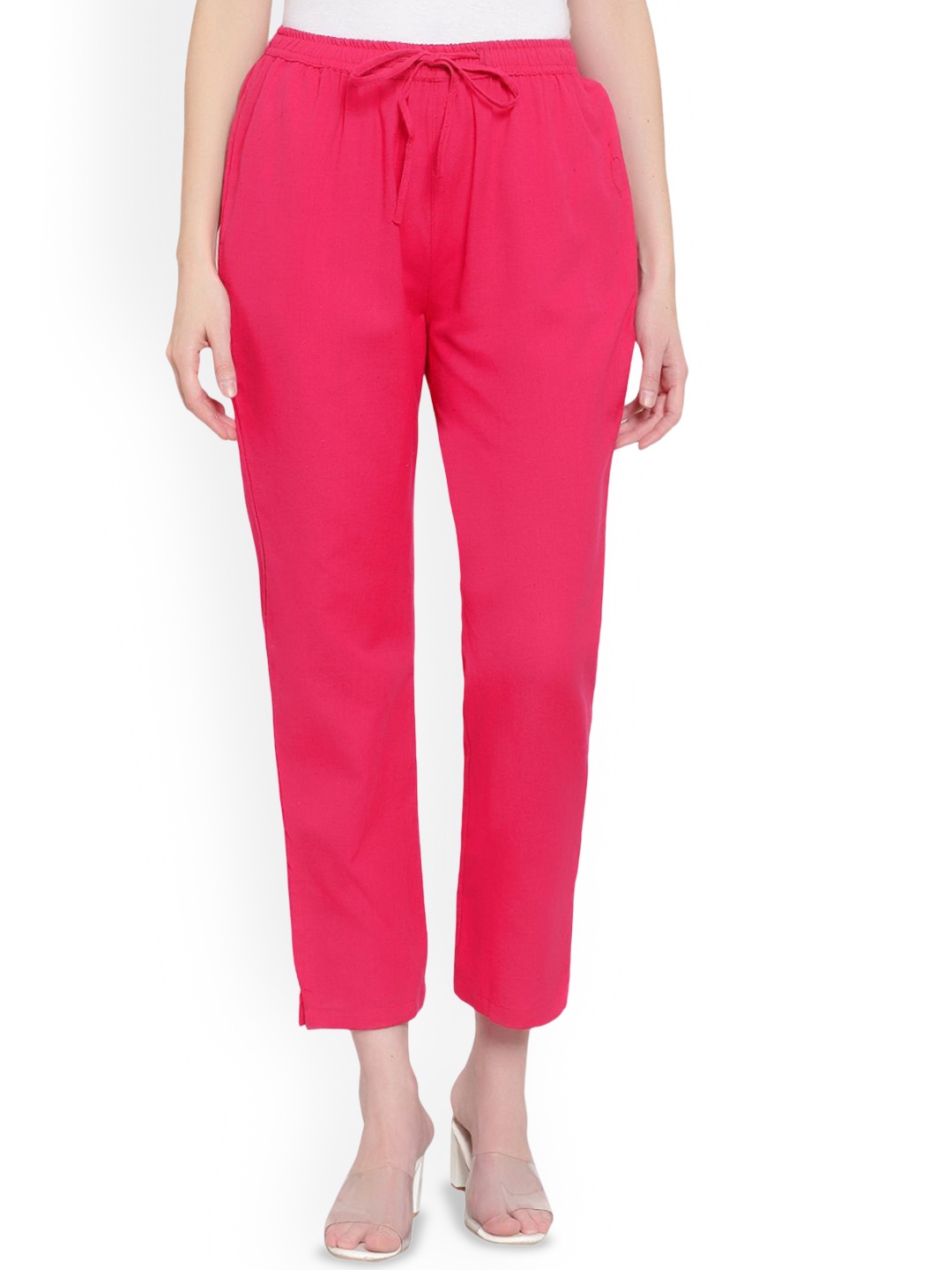 

Alakh Creation Women Relaxed Regular Fit Trousers, Pink