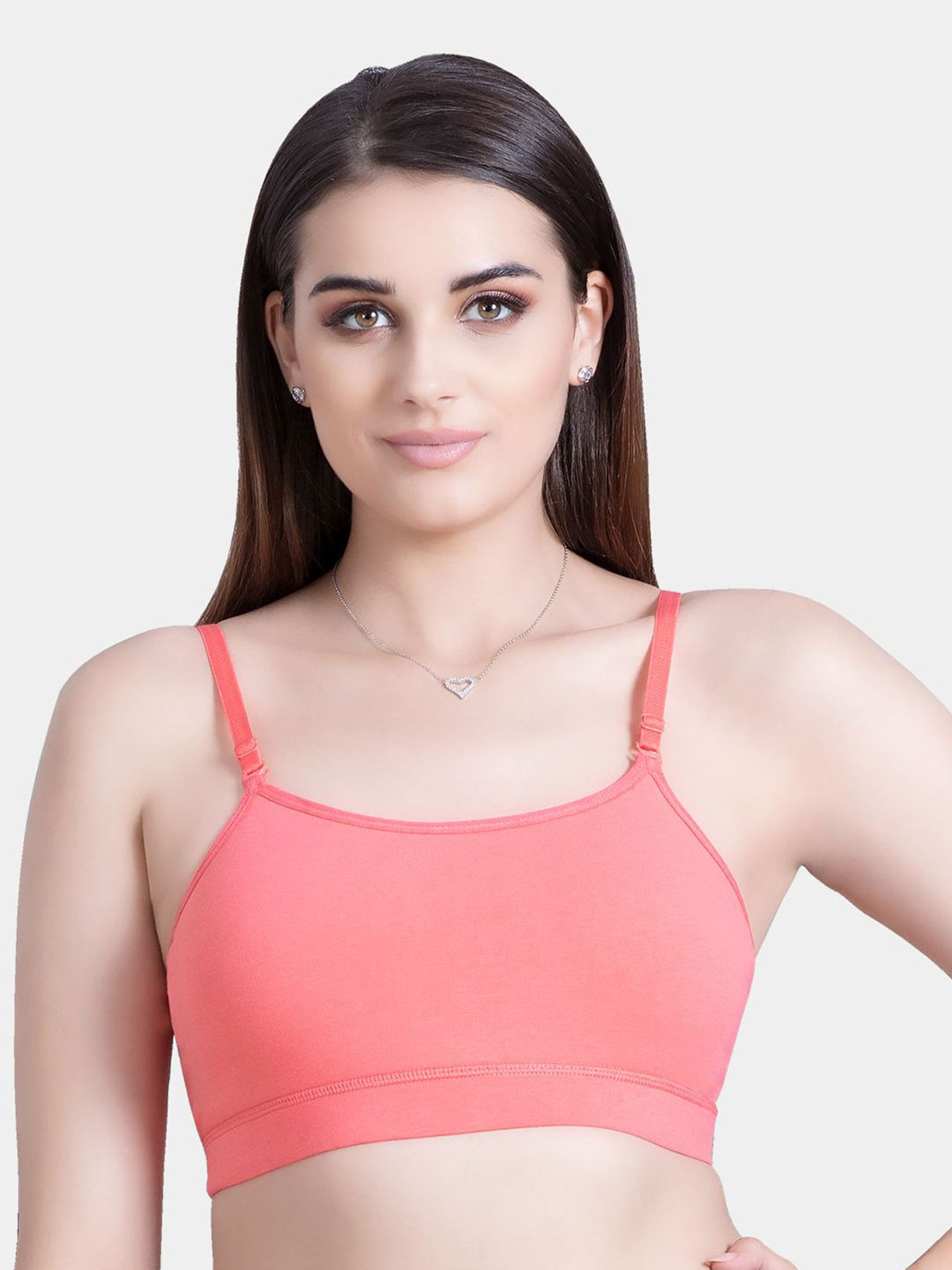 

Trylo TEEN-13 Cotton Non-Padded Non-Wired Beginners Bra, Coral