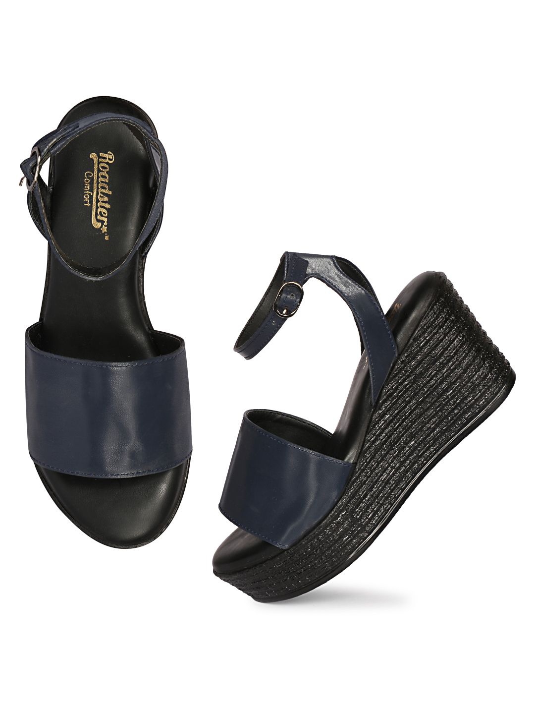 

The Roadster Lifestyle Co Women Wedges Heel Sandals, Navy blue