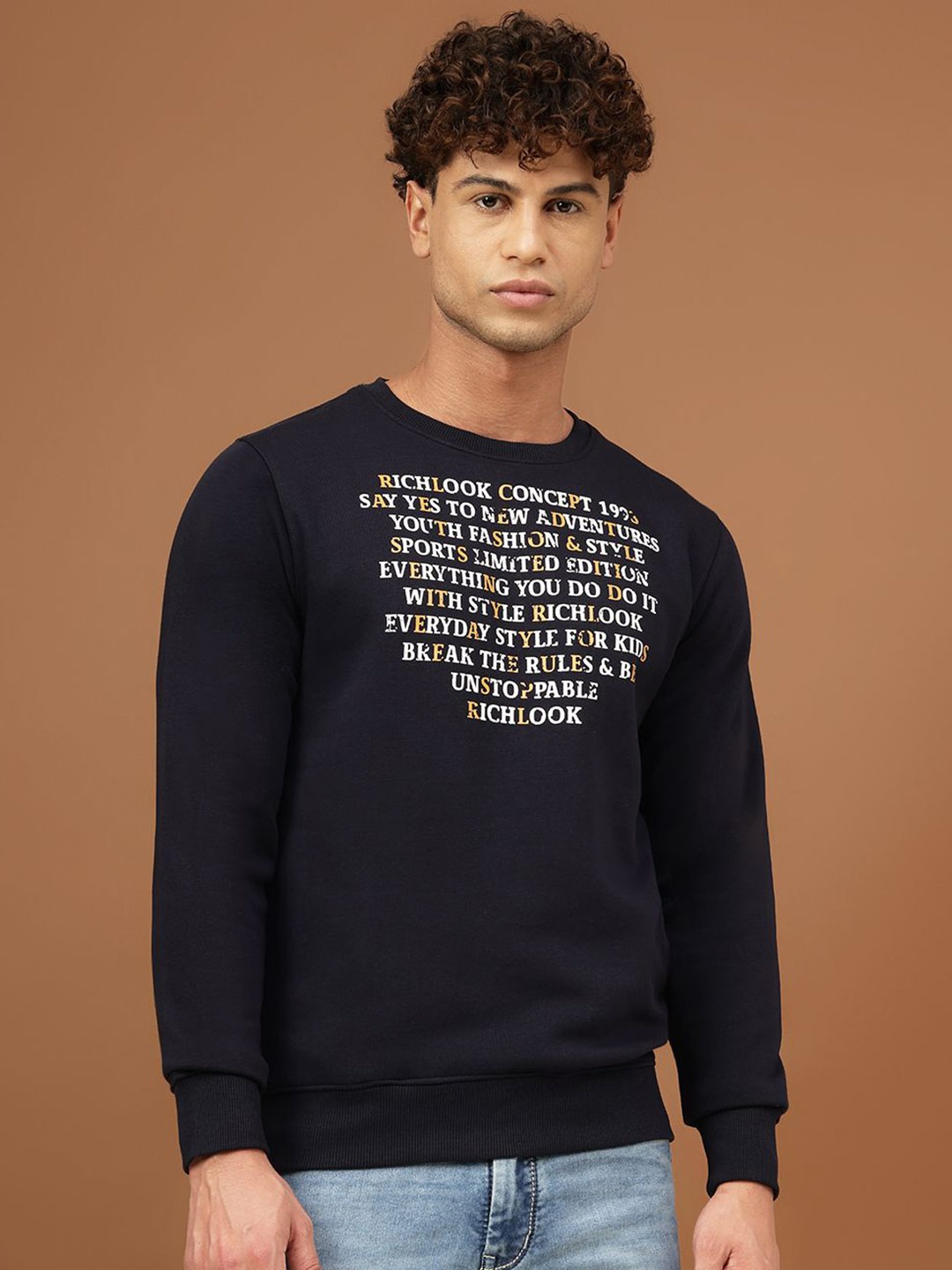 

Richlook Men Printed Sweatshirt, Navy blue
