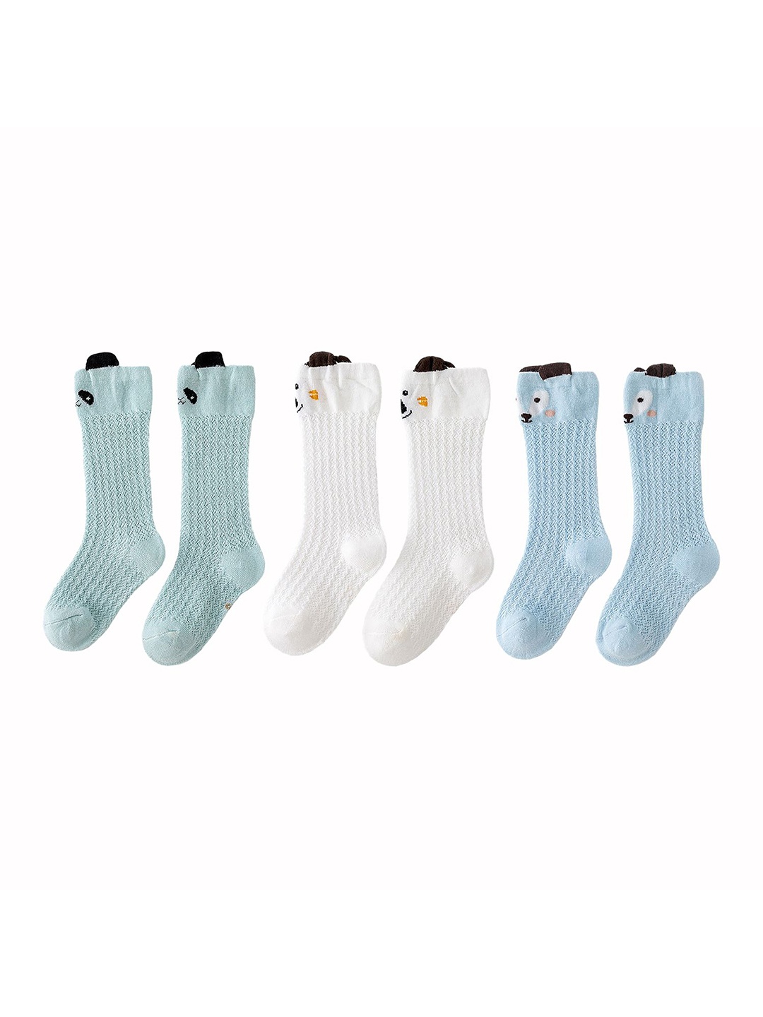 

SYGA Kids Pack Of 3 Self-Design Above Knee Length Socks, Blue