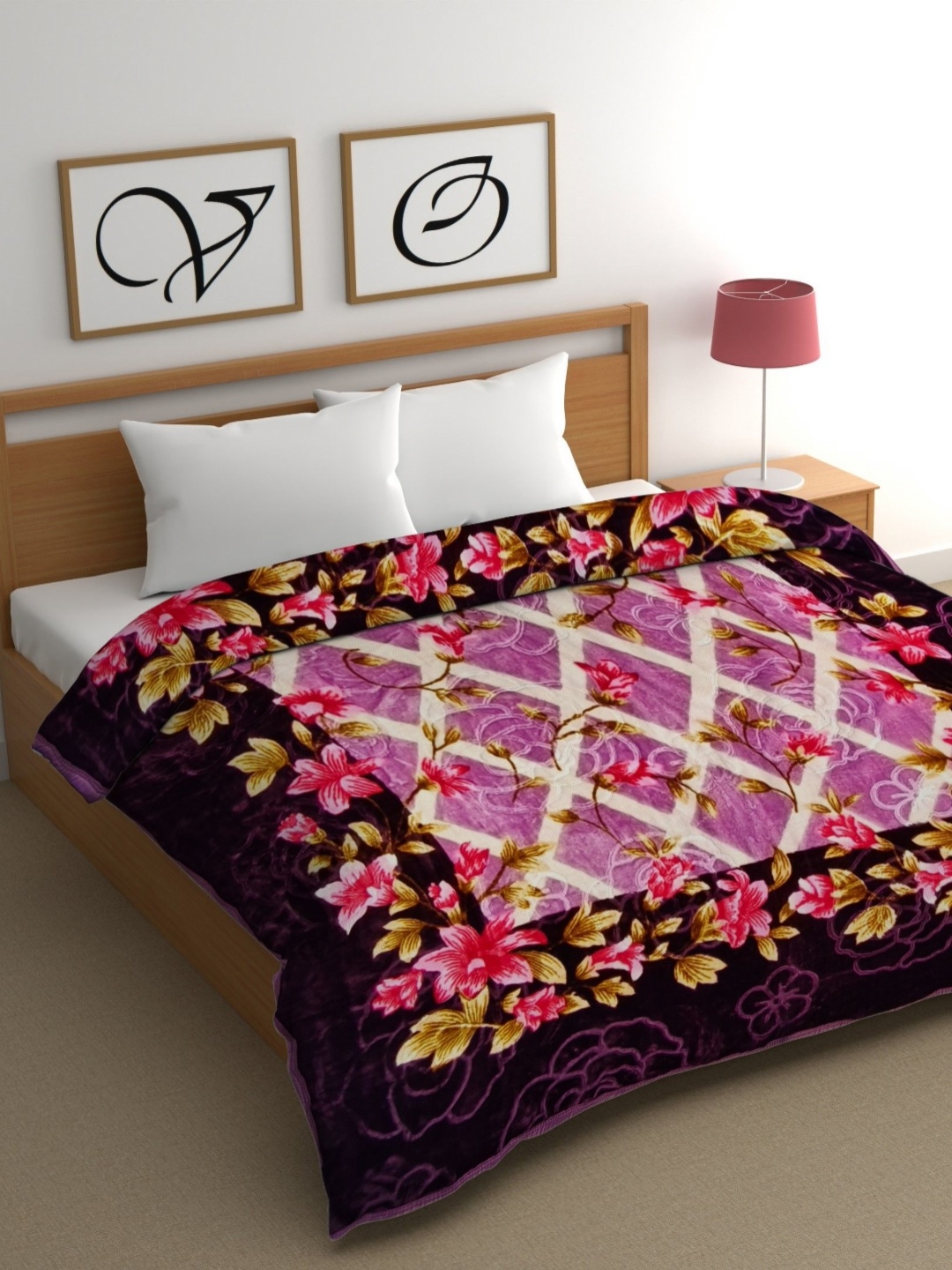 

CG HOMES Purple & Pink Mink Heavy Winter 350 GSM Double Bed Blanket