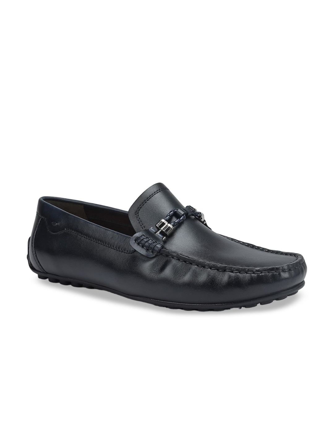 

ROSSO BRUNELLO Men Slip-On Leather Formal Loafers, Navy blue