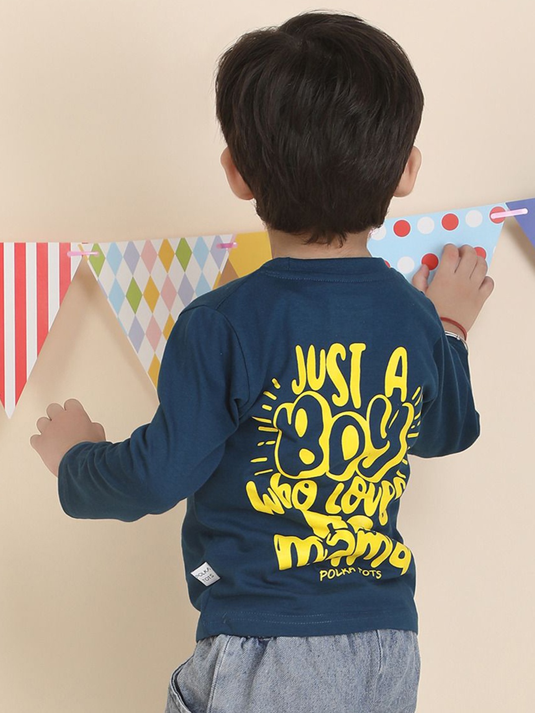 

Polka Tots Boys Typography Printed T-shirt, Blue
