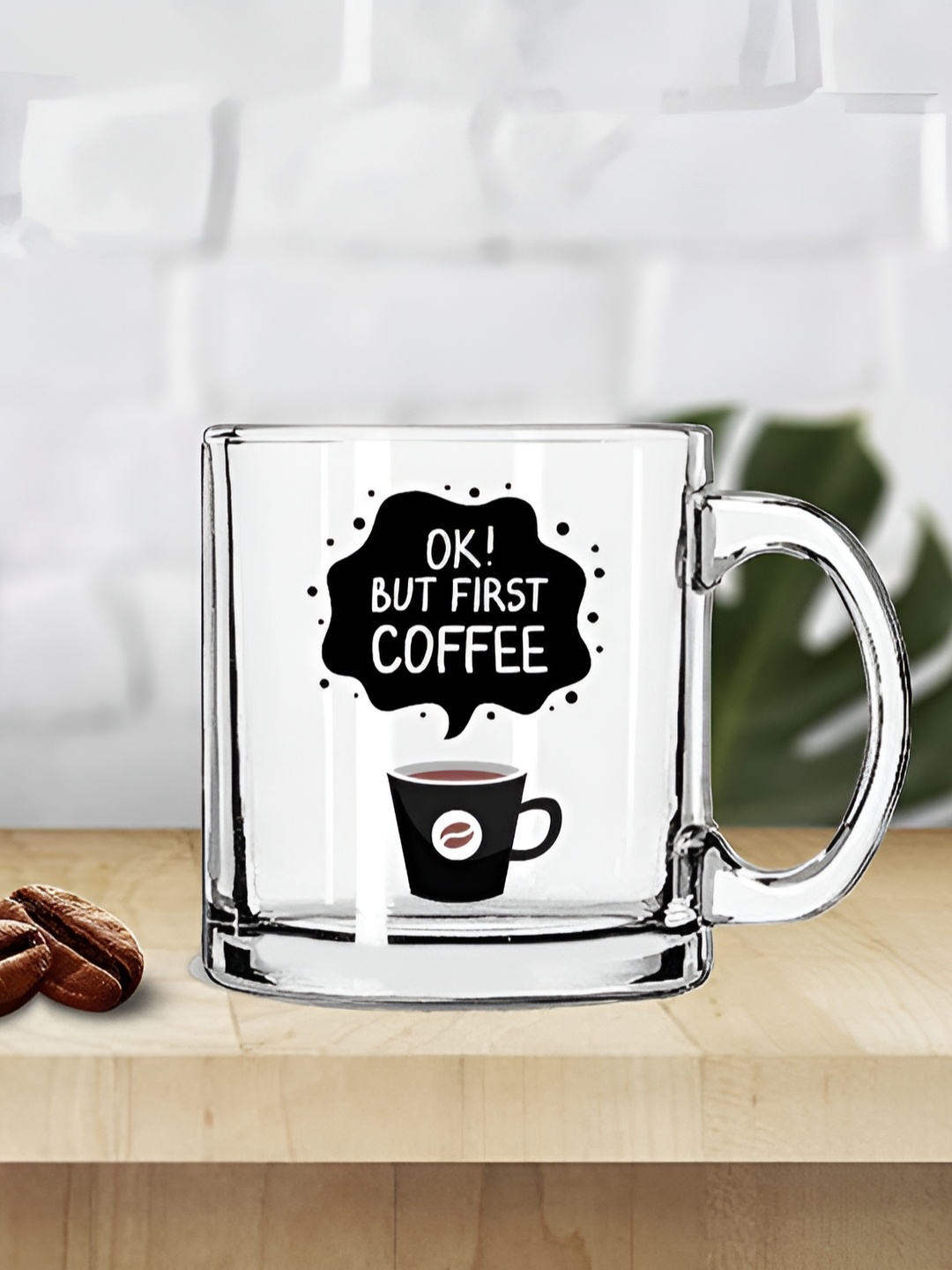 

SUBLIKRAFT Transparent and Black Text or Slogans Printed Glass Glossy Mug 330 ml