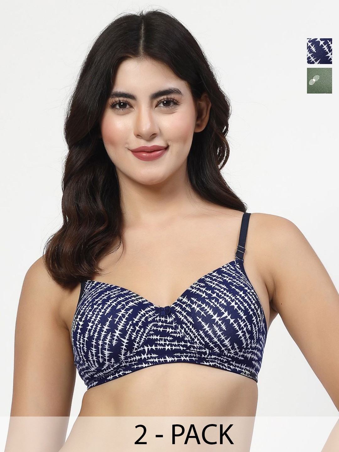 

Docare Abstract Cotton Bra Full Coverage Lightly Padded, Green