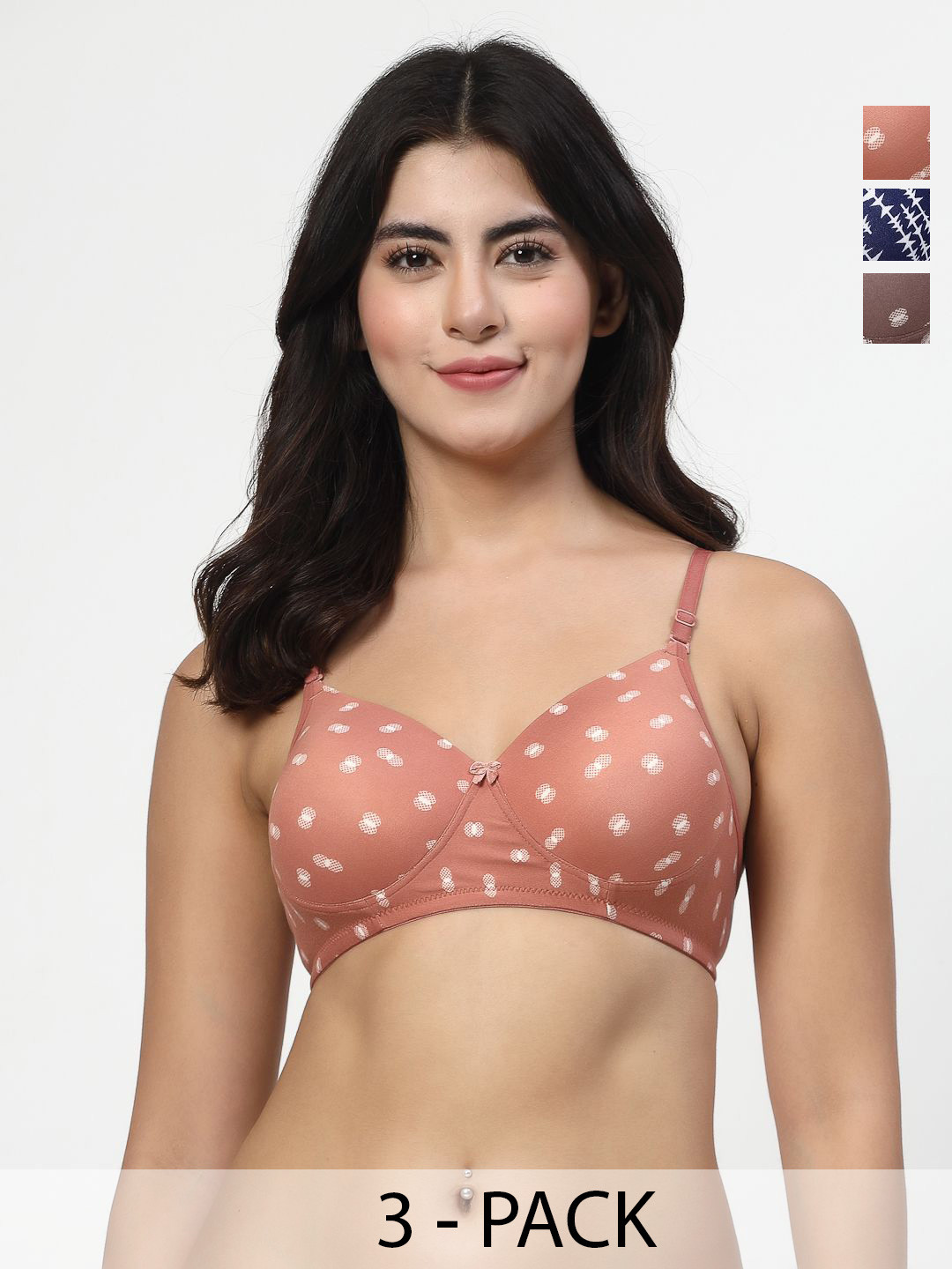 

Docare Women Pack Of 3 Full Coverage Lightly Padded Bra, Olive