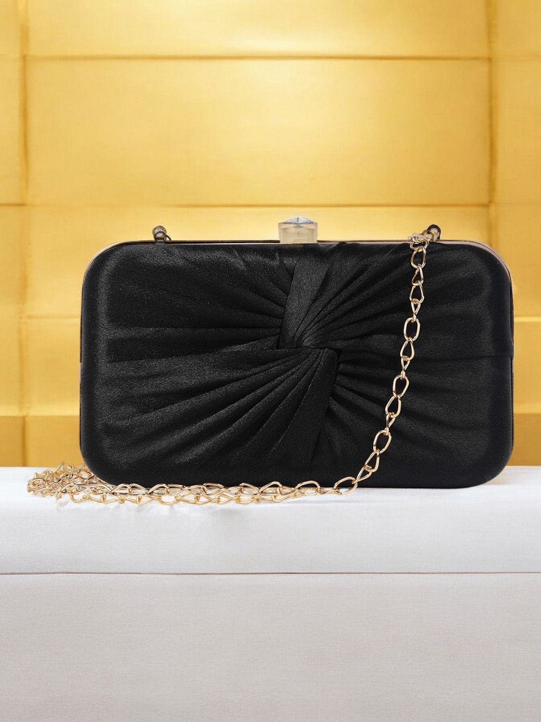 

CRUSSET Embroidered Box Clutch, Black