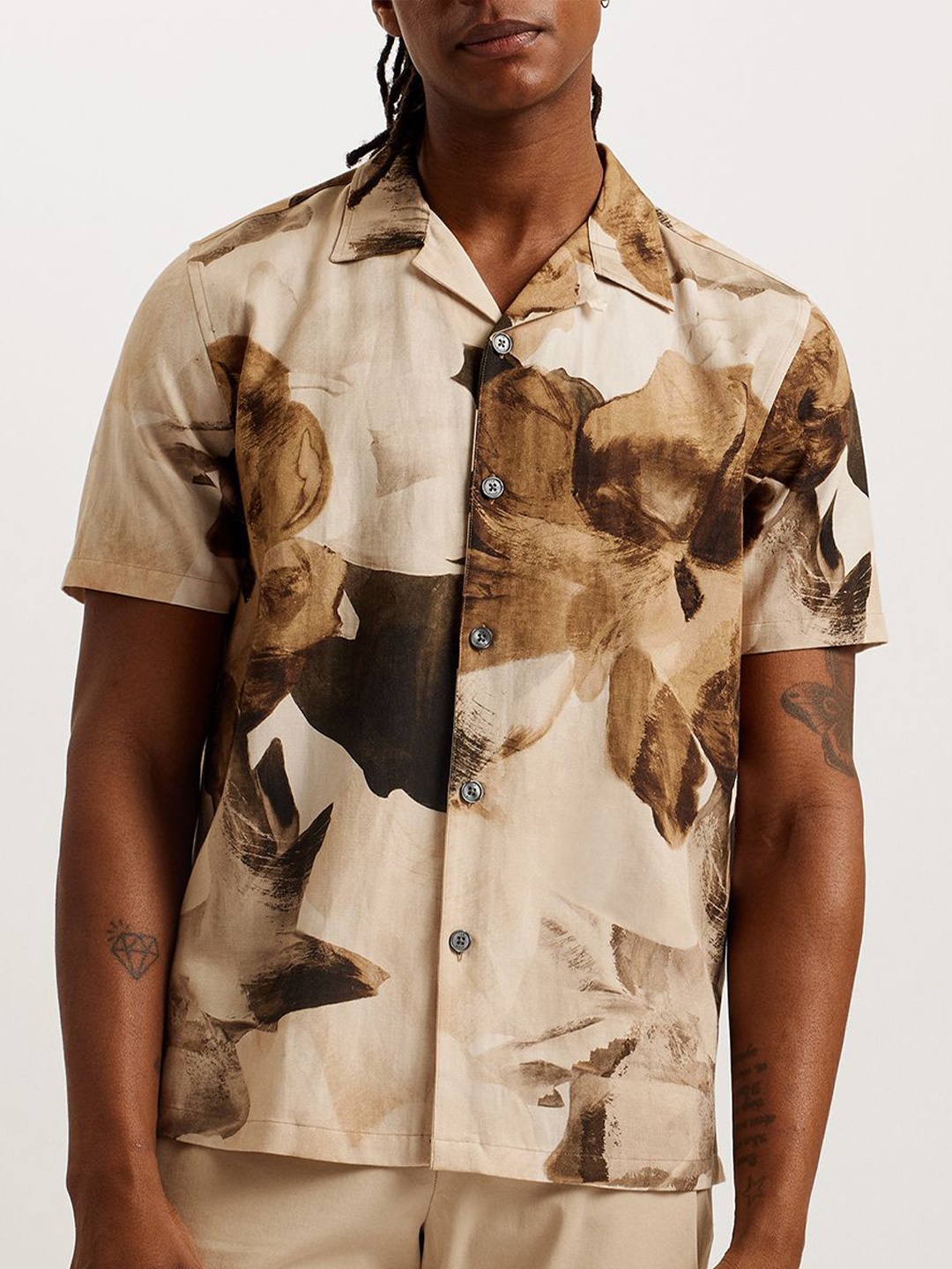 

Ted Baker Men Spread Collar Abstract Printed Slim Fit Casual Shirt, Brown
