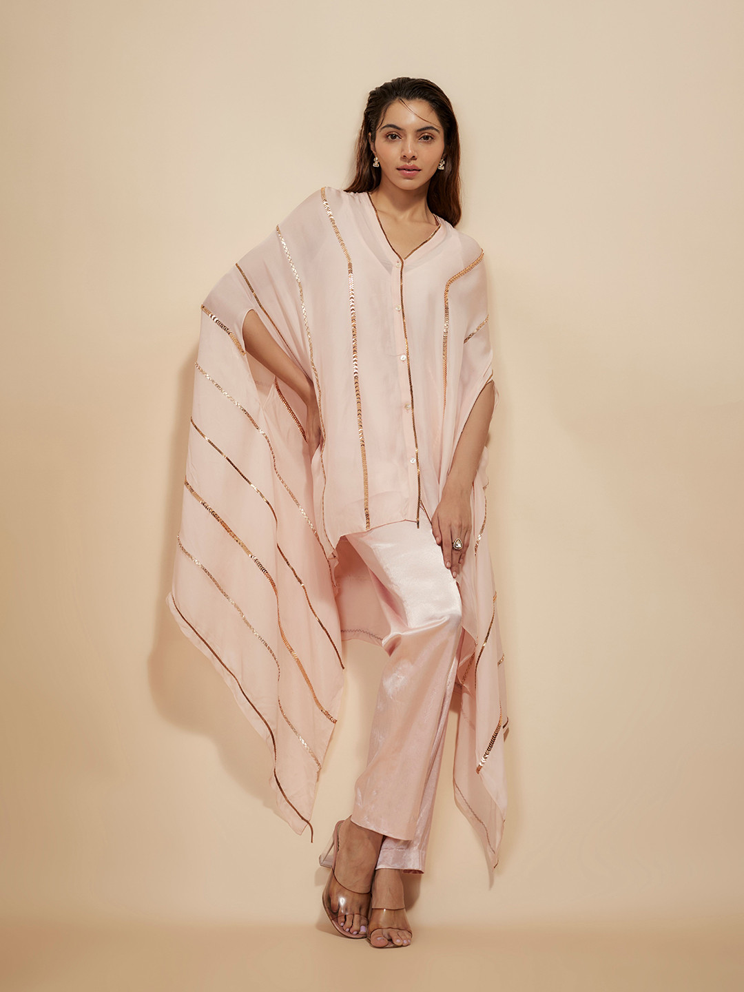 

Masumi Mewawalla Women Striped V-Neck Kaftan Dress, Pink